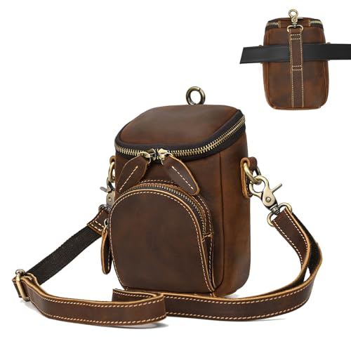 LUUFAN Echtes Leder Gürteltasche für Männer und Frauen, Vintage Messenger Shoulder Satchel Crossbody Belt Bag Handytasche für Sport Klettern Wandern Laufen, Braun LUUFAN Echtes Leder Gürteltasche für Männer und Frauen, Vintage Messenger Shoulder Satchel Crossbody Belt Bag Handytasche für Sport Klettern Wandern Laufen, Braun von LUUFAN
