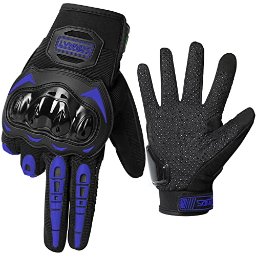 LVNRIDS Motorrad Handschuhe Touchscreen Vollfinger Handschuhe Atmungsaktiv Fahrradhandschuhe Reithandschuhe für Radfahren Airsoft Motorrad Blau M von LVNRIDS