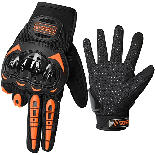 LVNRIDS Motorradhandschuhe Touchscreen Vollfinger Handschuhe für Herren Damen, für Motorradrennen Mountainbike Motorcross Orange L von LVNRIDS