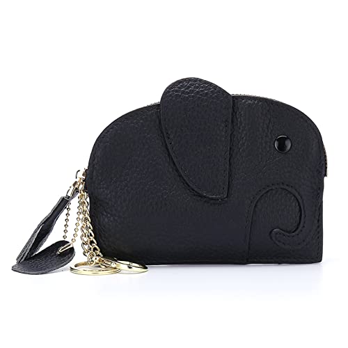 Damen Geldbörse Women's Purse Leather Elephant Mini Creative Coin Bag Mini Geldbörse(Black) von LVUNZJCA