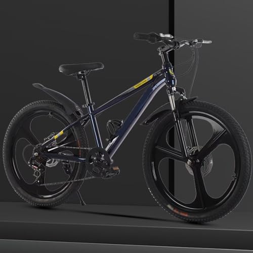 LXHAHQ Mountainbike Mit Stoßdämpfer-Vorderradgabel, Doppelscheibenbremsen, Stadtpendler-Fahrrad, Verstellbarer Sattel, Cruiser-Fahrräder, 3-Messer-Rad, 7-Gang-Hybrid-Fahrräder Für Unterwegs/K Blue/24I von LXHAHQ