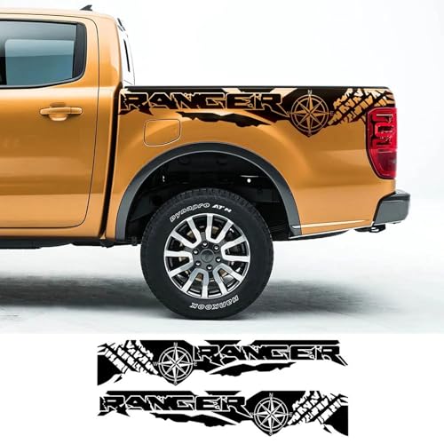 LXHZNB 2 STÜCKE Autoaufkleber Reifendruck Kompass Abenteuer Offroad Auto Heck Vinyl Grafik Aufkleber, Für Ford Ranger Raptor Pickup Zubehör von LXHZNB