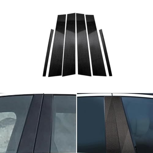 LXHZNB 6-teiliges Auto-Fensterverkleidungsset aus Echtkohlefaser für die B-Säule, für Mercedes Benz C-Klasse W204 2007 2008-2013 von LXHZNB