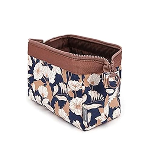 Schminktasche Cosmetic Bag Women Waterproof Flamingo Makeup Bags Travel Organizer Toiletry Kits Portable Makeup Bags Beautician(Brown flower) von LXHZSY