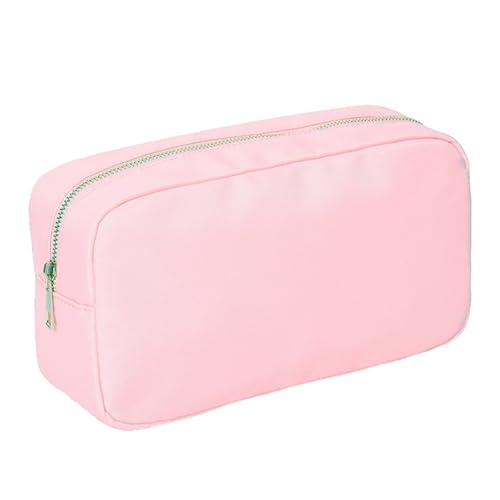 Schminktasche Letter Patch Custom Travel Cosmetic Bag Personalized Nylon Pouch Toiletry Bag Chenille Patch Makeup Toiletries Girl Cosmetic Bag(Light Pink,S) von LXHZSY