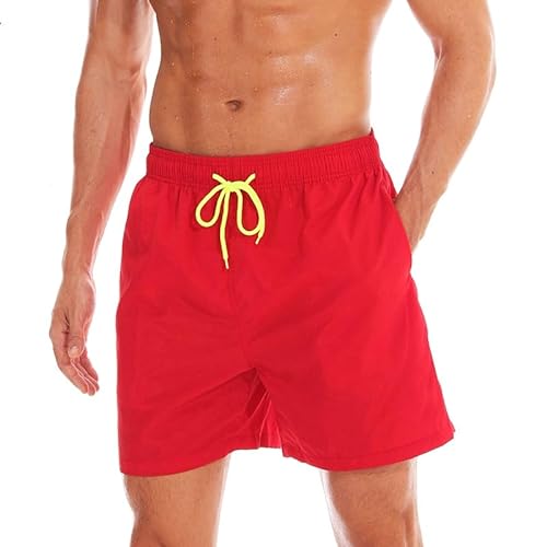 LXJYDN Badehose Männer Modische Schnelle Trocknende Schnürschuhe Im Schwimmen Casual Sports Beach Trunks-Rot-4Xl von LXJYDN