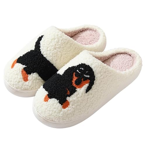 LXJYDN Hausschuhe Cartoon Puppy Print Plush Pantoffeln Nicht Rutschige Winterschuhe Für Männer Und Frauen-Weiß-37/38 von LXJYDN