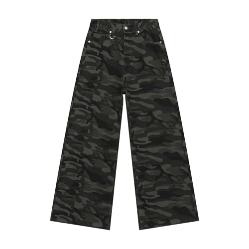 LXJYDN Jeans Männer Vintage Camouflage Straight Jeans Lässige Weitbeinjeans-Tarnung-Xs von LXJYDN