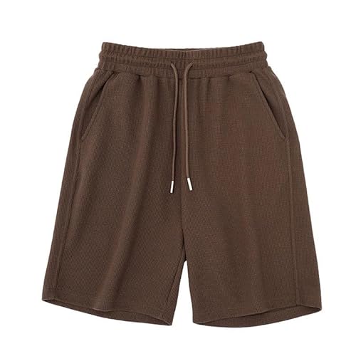 LXJYDN Kurze Hose Männer Einfache Riemchen -Waffelshorts, Lässige Und Komfortable Plus -Size -Shorts-Braun-4Xl von LXJYDN