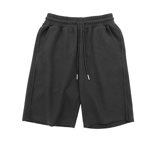 LXJYDN Kurze Hose Männer Einfache Riemchen -Waffelshorts, Lässige Und Komfortable Plus -Size -Shorts-Schwarz-S von LXJYDN