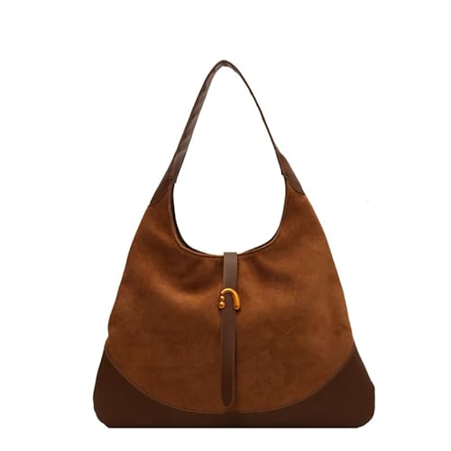 LXJYDN Schultertasche Damen Mode Veloursleder Schultertasche Große Kapazität Vielseitige Unterarm Tasche Handtasche-Braun von LXJYDN