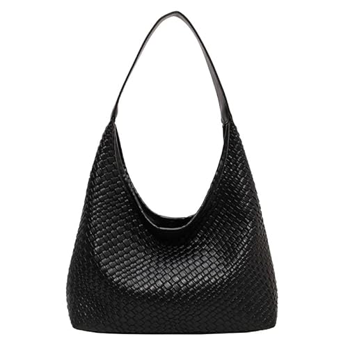 LXJYDN Schultertasche Frauen Modische Gewebte Pu Schultertasche Vielseitige Pendler Tote Bag-Schwarz von LXJYDN