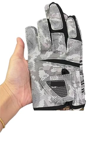 LXLAEOANG Angelhandschuhe Angelhandschuhe for Herren, rutschfeste Sonnenschutzhandschuhe, atmungsaktive 3-Finger-Schnitthandschuhe, Fliegenfischen-Zubehör(Light Gray,L(Palm Width8-9cm)) von LXLAEOANG