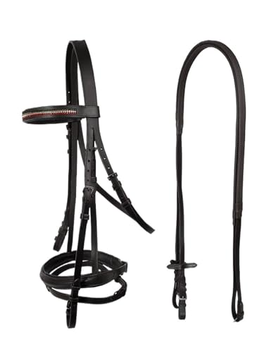 LXLAEOANG Pferde Zügel Diamond Bridle Equestrian Equipments Reitpferd Zaumzeug Trainingspferd mit Zügeln Gummi Anti-Rutsch-Wettkampfzaum(Black S) von LXLAEOANG