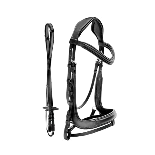 LXLAEOANG Pferde Zügel Reitzaumzeug mit Anti-Rutsch-Zügeln Schwarz Braun Reitausrüstung Ride Horse Equine Tools(Black XL) von LXLAEOANG