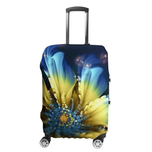 LXTDPBK Gepäckabdeckung, waschbarer Kofferbezug, Stretch-Koffer-Schutzbezug, blau-gelbe Blume, kratzfest, Gepäckschutz, Reisekoffer-Abdeckungen für Erwachsene, Stil:, XL von LXTDPBK