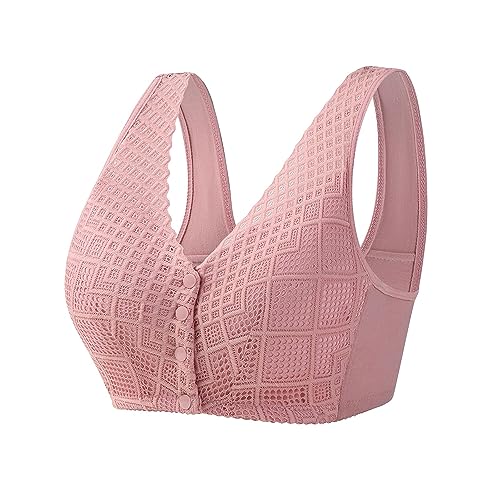 LXURY Daisy-BH für Seniorinnen, Daisy-BH für Senioren, Vorderverschluss, bügelloser BH mit hohem Halt, Damen-BH mit vollständiger Abdeckung (Pink,46/105) von LXURY