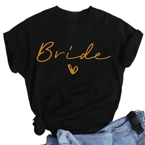 LXYUTY T-Shirts für Damen Hochzeit Party Team Braut Bachelorette Frauen T-shirts-schwarz-16083-m von LXYUTY