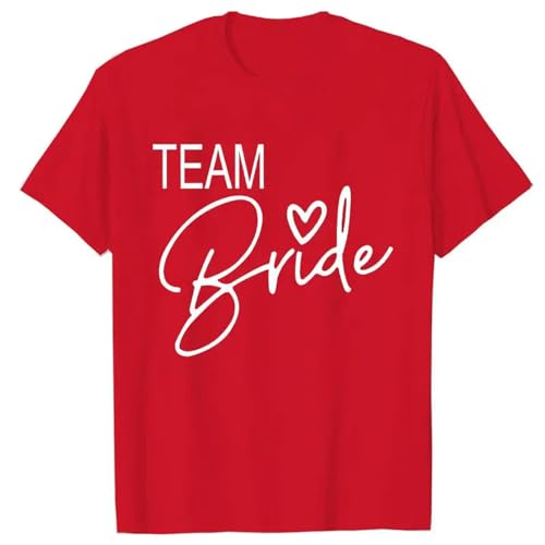 LXYUTY T-Shirts für Damen T-Shirt Kurzarm Weibliches T-Shirt Braut Party Braut Squad Team Braut T-shirts-f1265-8-rot-m von LXYUTY
