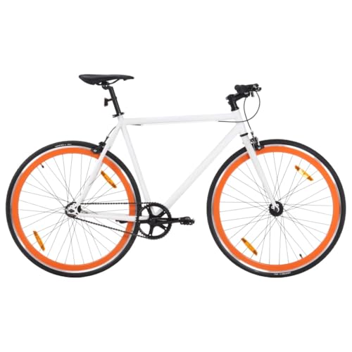 LXYZWRW Outdoor Freizeitfahrrad Fixed Gear Fahrrad Weiß und Orange 700c 59cm Radfahren von LXYZWRW