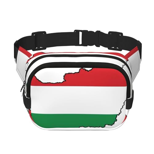 Bauchtasche für Damen, Motiv: Ungarn-Flagge, Kartendruck, niedlich, groß, schwarz, Umhängetasche, Nylon, modische Bauchtasche, Schwarz, Einheitsgröße von LXqlSS