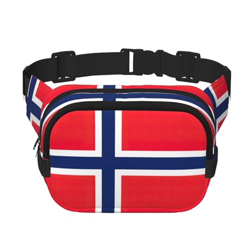 Bauchtasche mit norwegischer Flagge, niedlich, groß, schwarz, für Damen, Umhängetasche, Nylon, modische Bauchtasche, Schwarz, Einheitsgröße von LXqlSS