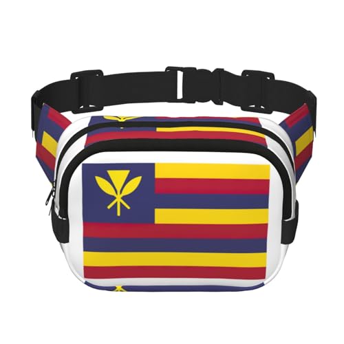 Gürteltasche für Damen, Motiv: Flagge des Königreichs Hawaii, niedlich, groß, schwarz, Umhängetasche, Nylon, modische Bauchtasche, Schwarz, Einheitsgröße von LXqlSS