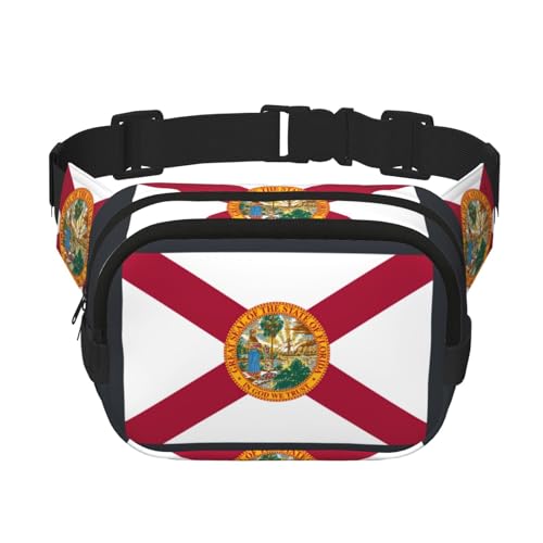 Gürteltasche für Damen, Motiv: Flagge von Florida, niedlich, groß, schwarz, Umhängetasche, Nylon, modische Bauchtasche, Schwarz, Einheitsgröße von LXqlSS