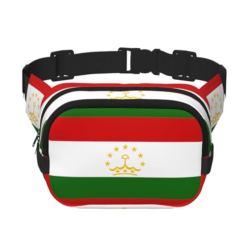 Gürteltasche für Damen, Motiv: Flagge von Tadschikistan, niedlich, groß, schwarz, Umhängetasche, Nylon, modische Bauchtasche, Schwarz, Einheitsgröße von LXqlSS