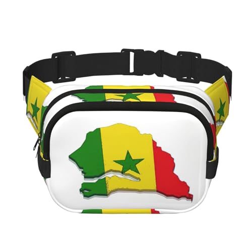 Gürteltasche für Damen, Motiv: Senegal-Flagge, Kartendruck, niedlich, groß, schwarz, Umhängetasche aus Nylon, modische Bauchtasche, Schwarz, Einheitsgröße von LXqlSS