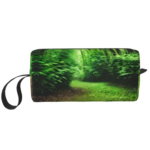 LXqlSS Green Nature Kosmetiktasche für Damen, tragbare Make-up-Tasche, Reise-Aufbewahrungstasche, Kulturbeutel mit großem Fassungsvermögen, Weiß, Einheitsgröße, weiß, Einheitsgröße von LXqlSS