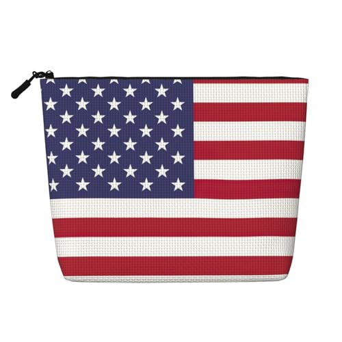 LXqlSS Make-up-Tasche mit amerikanischer Flagge, künstlicher Hanf, Reise-Kulturbeutel, praktisches Kosmetik-Make-up-Zubehör, Schwarz, Einheitsgröße von LXqlSS