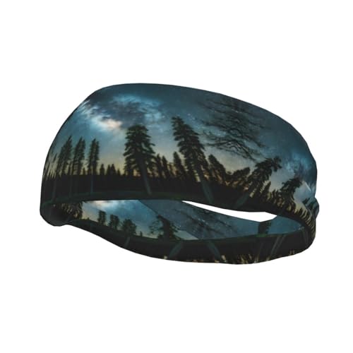 LXqlSS Night Sky with Trees Athletic Gear Unisex-Stirnband, rutschfestes, schweißableitendes Stirnband für Übungen und Yoga, schwarz, HD001 von LXqlSS