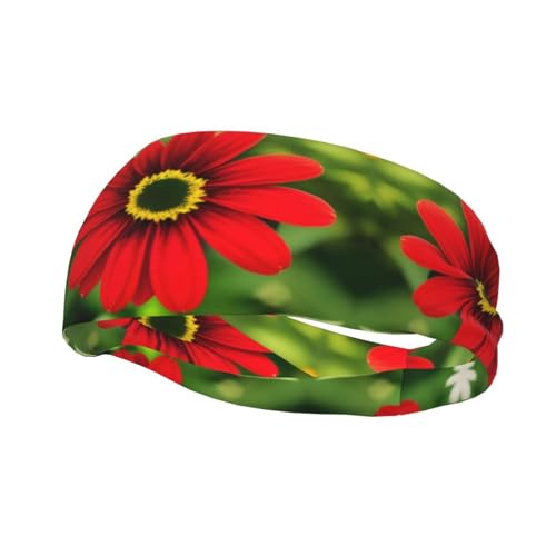 LXqlSS Red Flower Athletic Gear Unisex-Stirnband, rutschfest, schweißableitendes Stirnband für Übungen und Yoga, schwarz, HD001 von LXqlSS