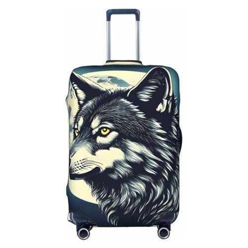 LXqlSS Wolf Night Moon Gepäckabdeckungen für Koffer, zugelassen, Kofferschutz, passend für 45,7 - 81,3 cm (18 - 32 Zoll) Gepäck, Wolf Night Moon, S, Wolf Night Moon, S von LXqlSS