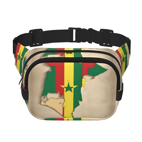 Map01 Bauchtasche mit Senegal-Flagge, niedlich, groß, schwarz, Cross-Body-Bauchtasche aus Nylon, modische Bauchtasche, Schwarz, Einheitsgröße von LXqlSS