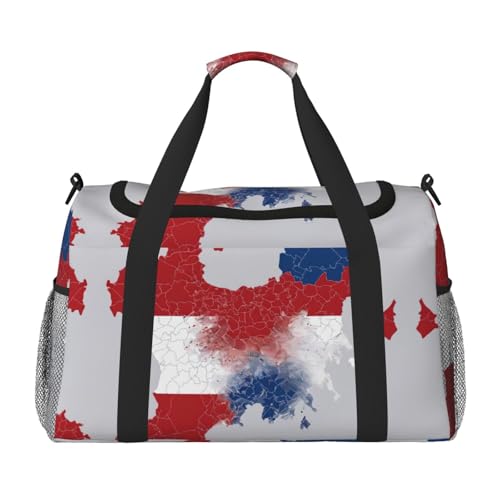 Reisetasche für Damen, Motiv: Tschechische Republik mit Flagge, Kartendruck, Puffer-Tragetasche, Wochenendtasche, Übernachtungstasche, Schwarz, Einheitsgröße von LXqlSS