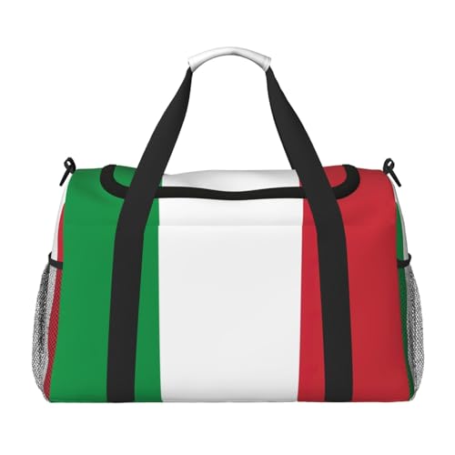 Reisetasche mit italienischer Flagge, Turnbeutel für Damen, Puffer-Tragetasche, Wochenendtasche, Übernachtungstasche, Schwarz, Einheitsgröße von LXqlSS