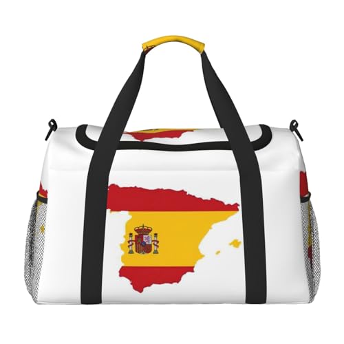 Reisetasche mit spanischer Flagge, Reisetasche, Turnbeutel für Damen, Puffer-Tragetasche, Wochenendtasche, Übernachtungstasche, Schwarz, Einheitsgröße von LXqlSS