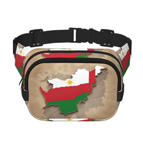 Tadschikistan-Flaggenkarte mit achteckigem Sternaufdruck, niedlich, groß, schwarz, Gürteltasche für Damen, Umhängetasche, Nylon, modische Bauchtasche, Schwarz, Einheitsgröße von LXqlSS