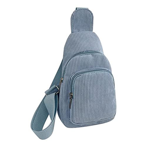LYEAA Damen-Kuriertasche, modisch, Sporttasche, Cord, einfarbig, verstellbarer Riemen, tragbar for Wochenendurlaub, hellblau, Western LYEAA Damen-Kuriertasche, modisch, Sporttasche, Cord, einfarbig, verstellbarer Riemen, tragbar for Wochenendurlaub, hellblau, Western von LYEAA