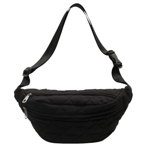 LYEAA Gesteppte Hüfttasche, modische Brusttasche, verstellbarer Riemen, stilvolle Hüfttasche, große Kapazität, trendige Bauchtasche, Reißverschluss, Outdoor-Reisetasche, Schwarz , von LYEAA