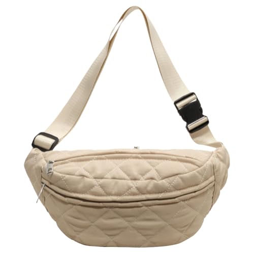 LYEAA Gesteppte Hüfttasche, modische Brusttasche, verstellbarer Riemen, stilvolle Hüfttasche, große Kapazität, trendige Bauchtasche, Reißverschluss, Outdoor-Reisetasche, beige, von LYEAA