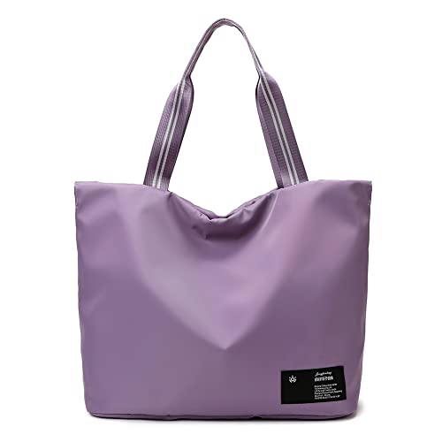 LYEAA Große Kapazität Handtaschen Kordelzug Frauen Gepäck Reisetasche Oxford Solide Wasserdicht für Yoga Übung für Outdoor Reisen, violett, Reisetasche von LYEAA