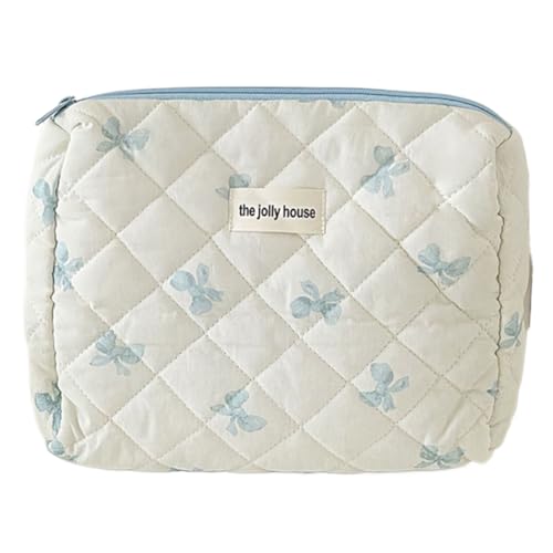 LYEAA Kosmetiktasche mit niedlicher Schleife und Reißverschluss, Make-up-Organizer, Aufbewahrungstasche, Gesteppte Kosmetik-Organizer-Hülle aus Baumwolle for Frauen und Mädchen LYEAA Kosmetiktasche mit niedlicher Schleife und Reißverschluss, Make-up-Organizer, Aufbewahrungstasche, Gesteppte Kosmetik-Organizer-Hülle aus Baumwolle for Frauen und Mädchen von LYEAA