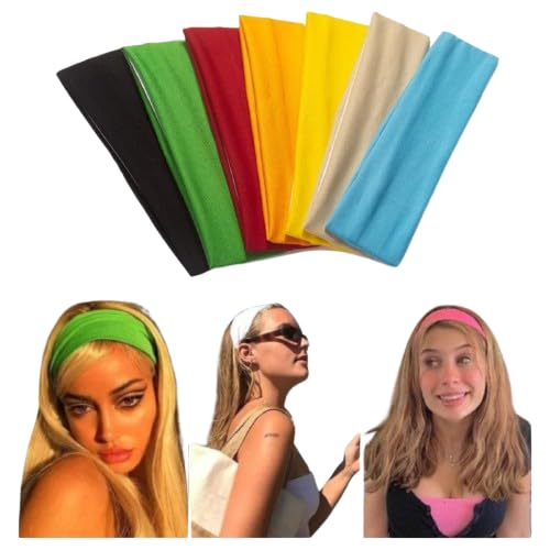 LYFDMHDP Headbands for Women Non Slip Fashion Sports Hair Bands for Women's Hair, Soft Cotton Cloth Stretchy Headbands for Women for Workout Yoga Running (7PC-A) von LYFDMHDP