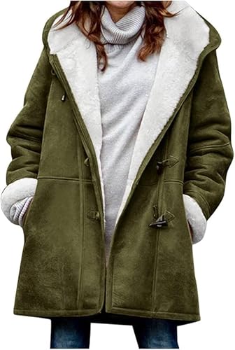 LYFDMHDP Winter Coats for Women Trendy Plus Size Warm Sherpa Fleece Lined Jackets Suede Hooded Parka Peacoats Outerwear (2,XXXXL) von LYFDMHDP