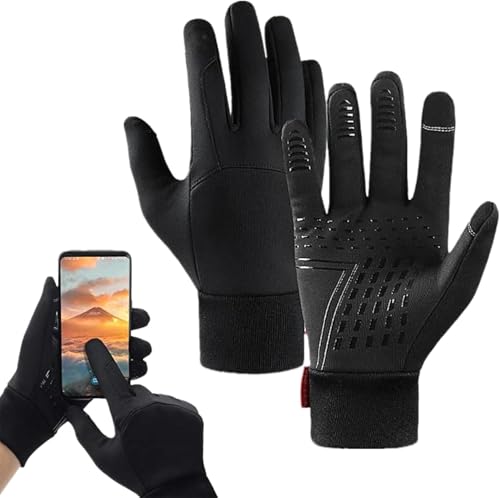 Premium Thermal Gloves, Thermal Windproof Waterproof Winter Gloves Warm Mittens Women, Cold Weather Hiking Touch Screen Gloves for Men, Touch Screen Warm Gloves (Black-1,M) von LYFDMHDP