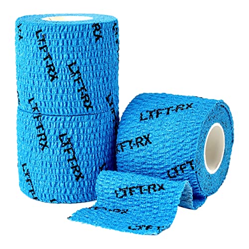 LYFT-RX Hook Grip Tape mit Hochwertigem Klebstoff – Lifting Sporttape Für Gewichtheben Cross Krafttraining, Dehnbares Finger Fit Tape, Lift, Sport, Weightlifting Thumb Tape, Blue 50mm 3 Rollen von LYFT-RX