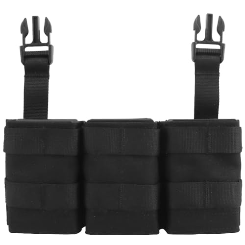 LYHJN Taktisches Airsoft-Holster, Oben offene Triple Stacker-Magazintasche, 7,62 Molle-Magazintaschen, 7,62-Magazinhalter, mit Hakenrückseite und Schnellverschluss-Magazintascheneinsatz(Blk) von LYHJN